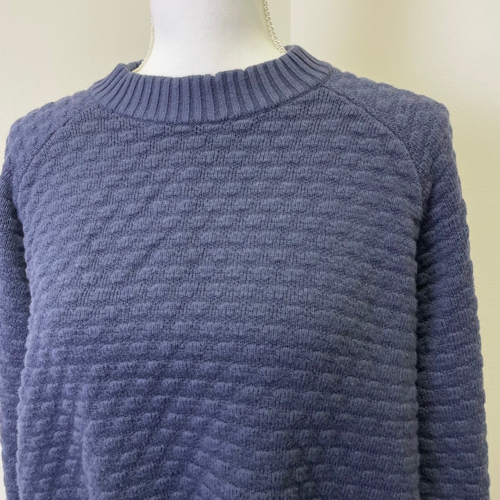 Lululemon Textured Knit Cashmere Blend Sweater M/L Navy Blue Raglan Pullover - Picture 2 of 16